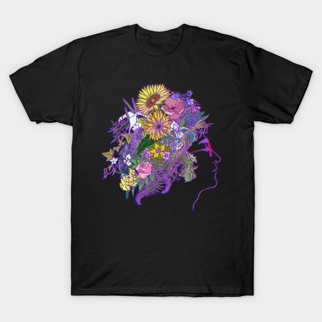 Hippie with flowers T-Shirt by Led Moth